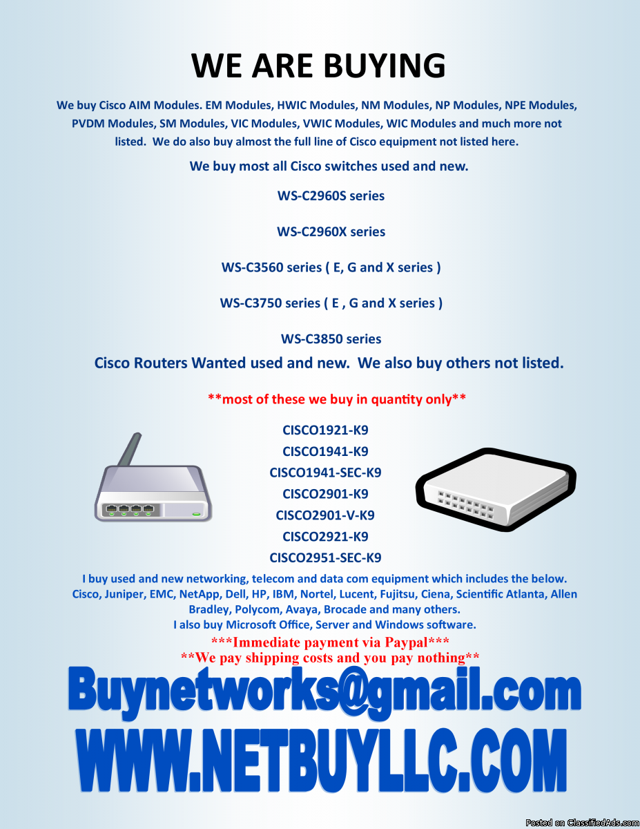 Photo WANTED TO BUY .... WE BUY USED AND NEW COMPUTER SERVERS, NETWORKING, MEMORY, DRIVES, CPU’S, RAM & MORE DRIVE STORAGE ARRAYS, HARD DRIVES, SSD DRIVES,  INTEL & AMD PROCESSORS, DATA COM, TELECOM, IP PHONES & LOTS MORE - CISCO, EMC, NETAPP, INTEL, BROCADE,